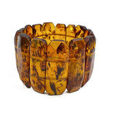 Cognac Amber Faceted Rectangular Beads Stretch Bracelet
