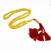 Yellow With White Amber Olive Shape 8.5 mm Islamic Prayer Beads