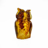 Cognac Amber Carved Owl Figurine