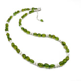 Green Amber Nuggets Necklace Sterling Silver