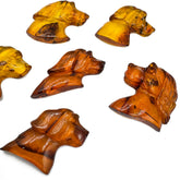 Cognac Amber Carved Dogs Cabochon