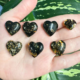 "Earth stone" green Amber Heart Shape Cabochons