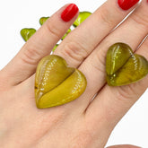 Green Amber Free Heart Shape Cabochon