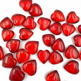 Red Amber Heart Shape Puffed Stones