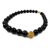 Cherry Amber Faceted Round Beads Necklace 14K Gold Plated