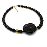 SPARKLING ELEGANCE Two-toned & Cherry Amber Faceted Round Beads Necklace