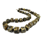 Milky Fossil Amber Cube Beads Necklace Sterling Silver