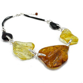 Multi-Color Amber Waves Beads Necklace Sterling Silver