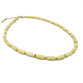 Milky Amber Barrel Beads Necklace 14k Gold Plated