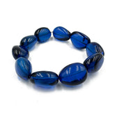 Blue Amber Nugget Beads Stretch Bracelet