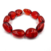Red Amber Nugget Beads Stretch Bracelet