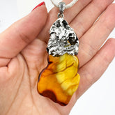 Milky Amber Slab Shape Pendant Sterling Silver