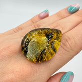 "Earth Stone" Green Amber Handmade Drop Cabochons