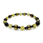 SPARKLING ELEGANCE Multi-Color Amber Round Beads Stretch Bracelet