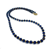 Blue Amber Faceted Round Beads Necklace 14k Gold Plated