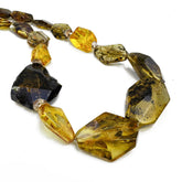 Multi-Color Amber Faceted Nugget Beads Necklace Sterling Silver
