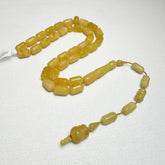Yellow With White Amber Barrel Shape 8.5 mm Islamic Prayer