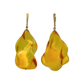 Honey Amber Wave Dangle Earrings Sterling Silver