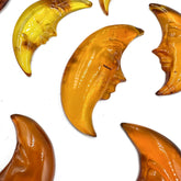 Cognac Amber Carved Moon Cabochons