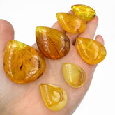 Lemon Cloudy Amber Handmade Drop Cabochons