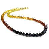 Rainbow Amber Faceted Round Beads Necklace