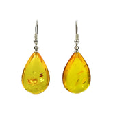 Lemon Amber Drop Dangle Earrings Sterling Silver