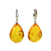 Lemon Amber Drop Dangle Earrings Sterling Silver