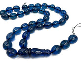 Blue Amber Olive Shape 12 mm Islamic Prayer Beads