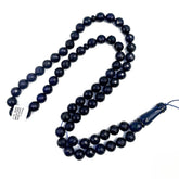 Blue Amber Feceted Round Shape Beads 10 mm Islamic Prayer Beads