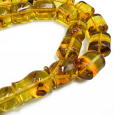 Natural Amber Barrel Shape 13.5 mm Islamic Prayer Beads With Insects