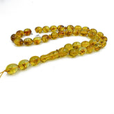 Natural Amber Olive Shape 13x10 mm mm Islamic Prayer Beads With Insects