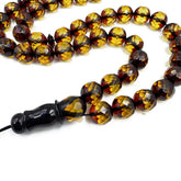 Two Toned Amber Faceted Round Shape 9 mm Islamic Prayer Beads