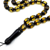 Two Toned Amber Faceted Olive Shape 9x11.5 mm Islamic Prayer Beads