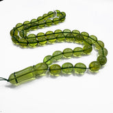 Green Amber Egg Shape Beads 14x12 mm Islamic Prayer Beads