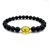 Cherry & Insect Amber Round Beads Stretch Bracelet