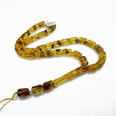 Transparent With Fossil Amber Barrel 8 mm Islamic Prayer Beads