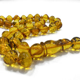 Transparent With Fossil Amber Istanbul Cut Islamic Prayer Beads
