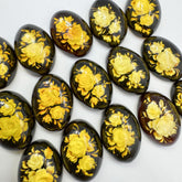 Cherry Amber Engraved Flower Oval Shape Cabochon