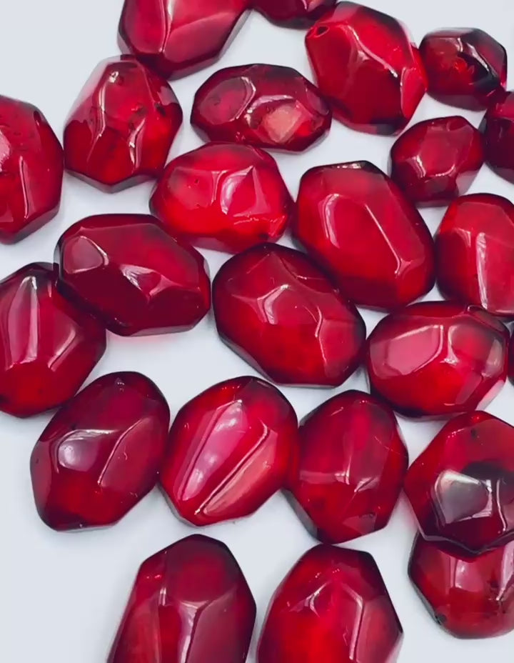 Red Amber Crystal Cut Cabochon