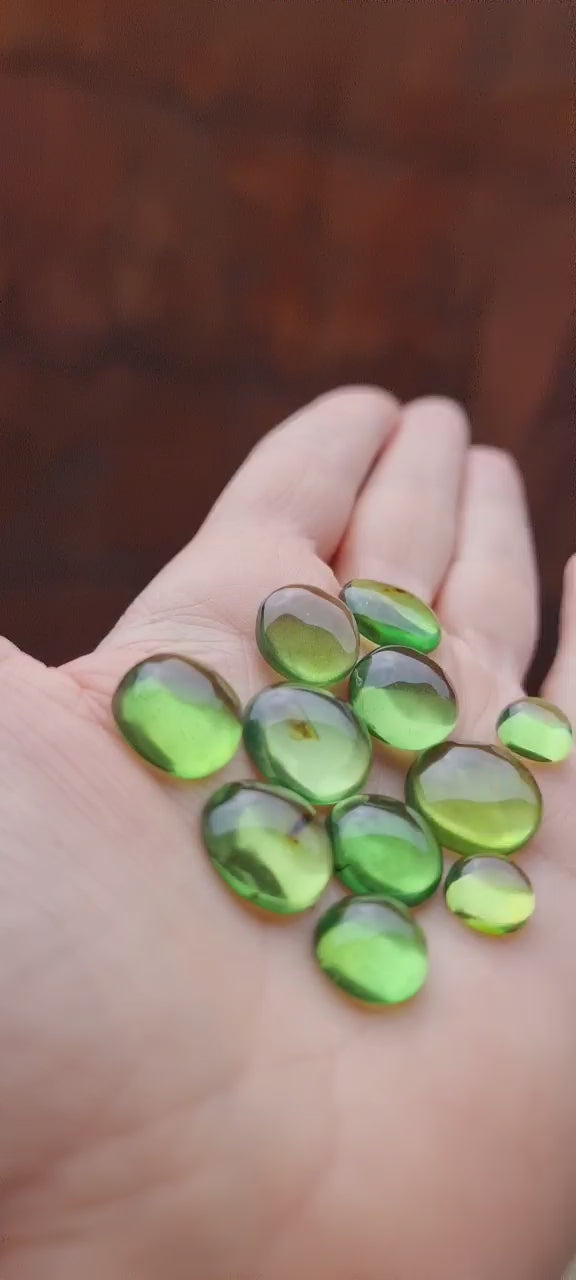 Green Amber Handmade Round Shape Cabochons