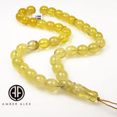Yellow Cloudy Amber Egg Shape 12 mm Islamic Prayer Beads