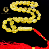 Butterscotch/Milky/Yellow Amber Olive Shape 9mm Islamic Prayer Beads