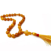Antique Amber Round Beads Orthodox Christian Rosary With Cross Pendant