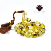 Transparent With Fossil Amber Barrel 16.5mm Islamic Prayer Beads