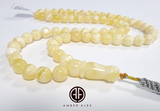 Yellow with White Amber Round Shape 8.5 mm Islamic Prayer Beads