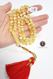 Yellow with White Amber Round Shape 8 mm Islamic Prayer Beads