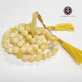 Yellow with White Amber Round Shape 8 mm Islamic Prayer Beads