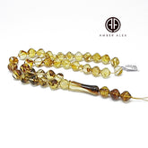 Transparent With Fossil Amber Istanbul Cut Islamic Prayer Beads
