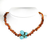 "KIDDO" Cognac Amber Baroque Beads Baby Necklace - Amber Alex Jewelry