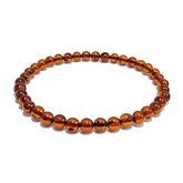 Cognac Amber Round Beads Stretch Bracelet